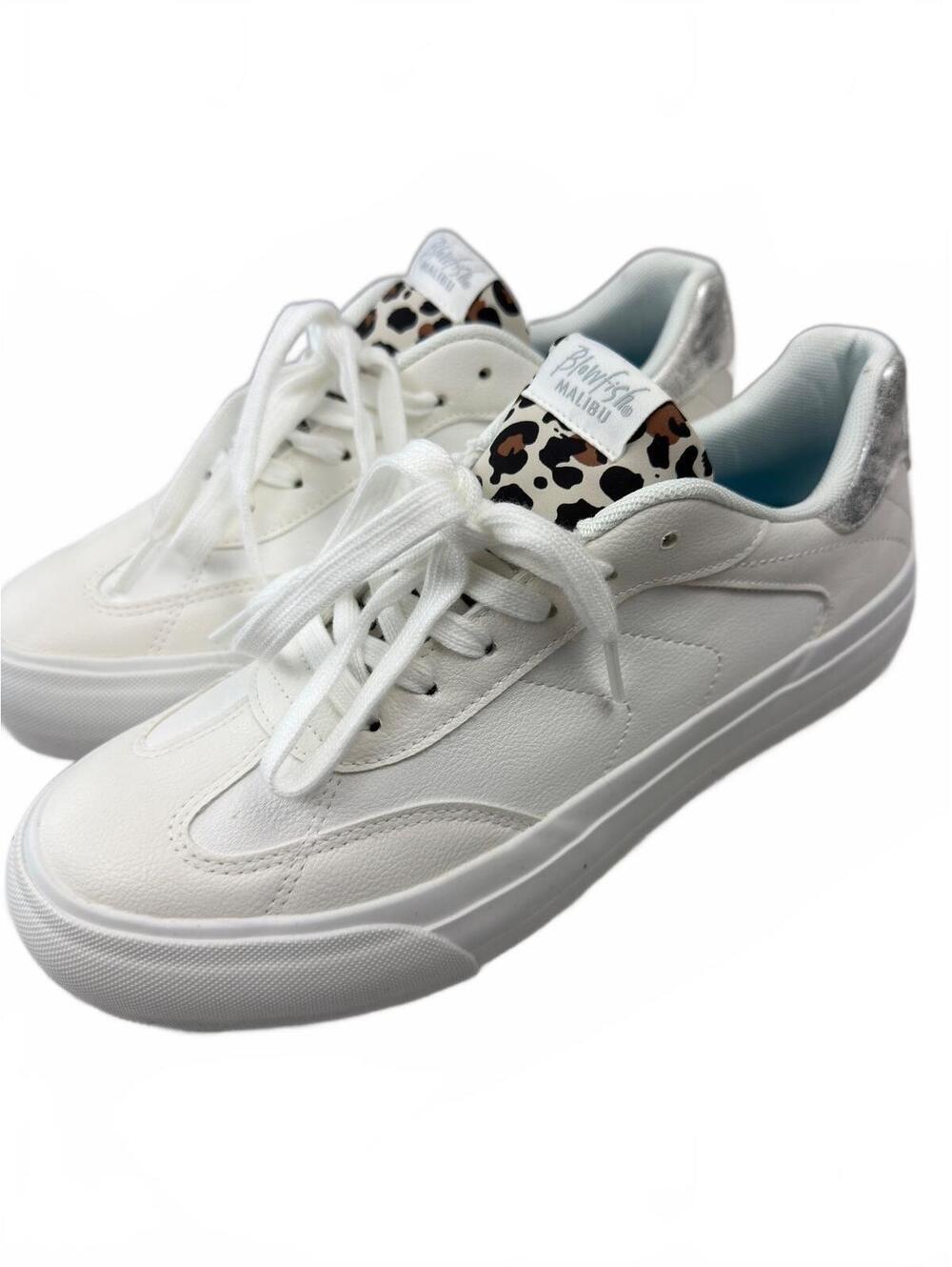 Blowfish Malibu Smash Womens 11 White Leopard Platform Sneakers Shoes